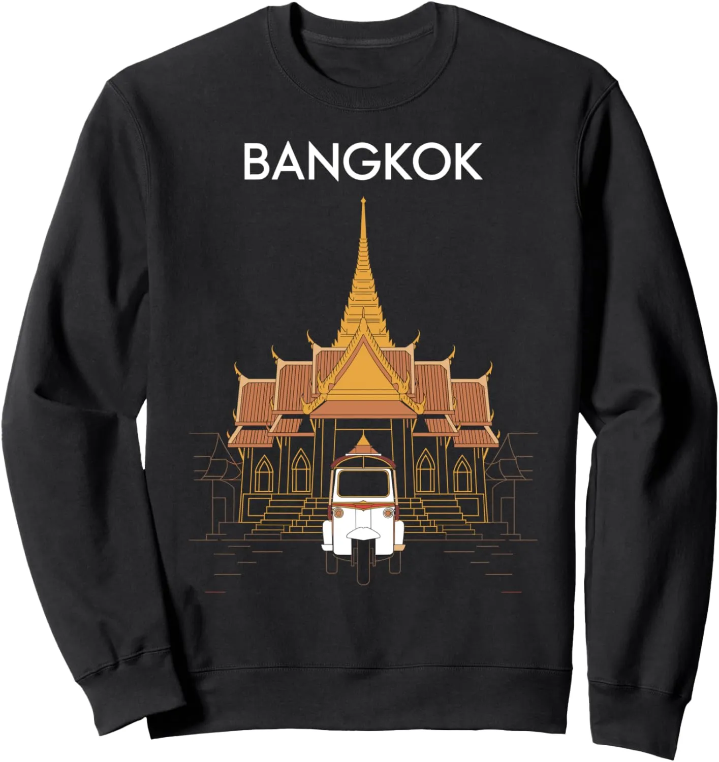 Bangkok, Thailand, Fun Temple and Tuk Tuk Asian Travel Sweatshirt
