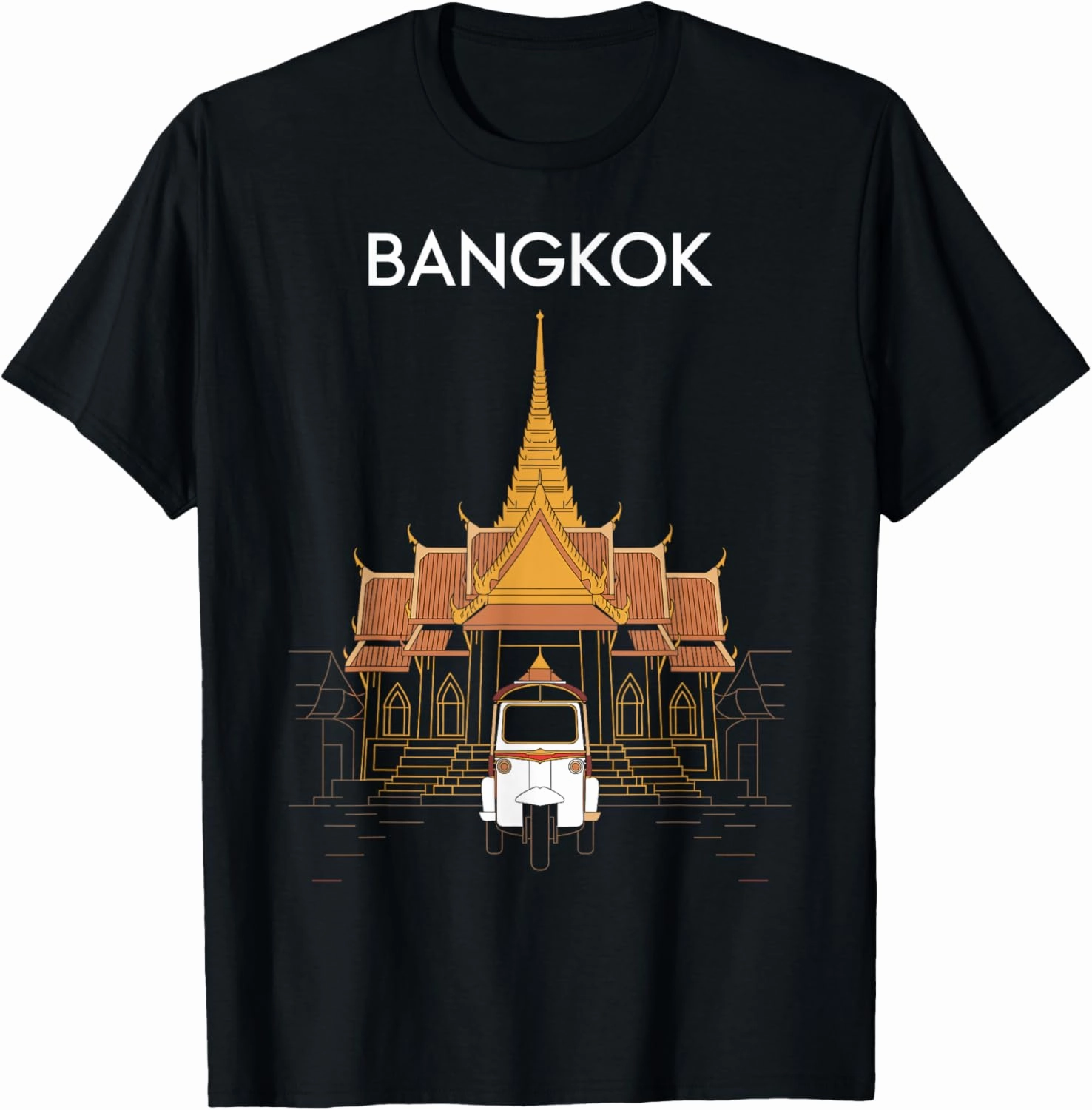 Bangkok, Thailand, Fun Temple and Tuk Tuk Asian Travel T-Shirt