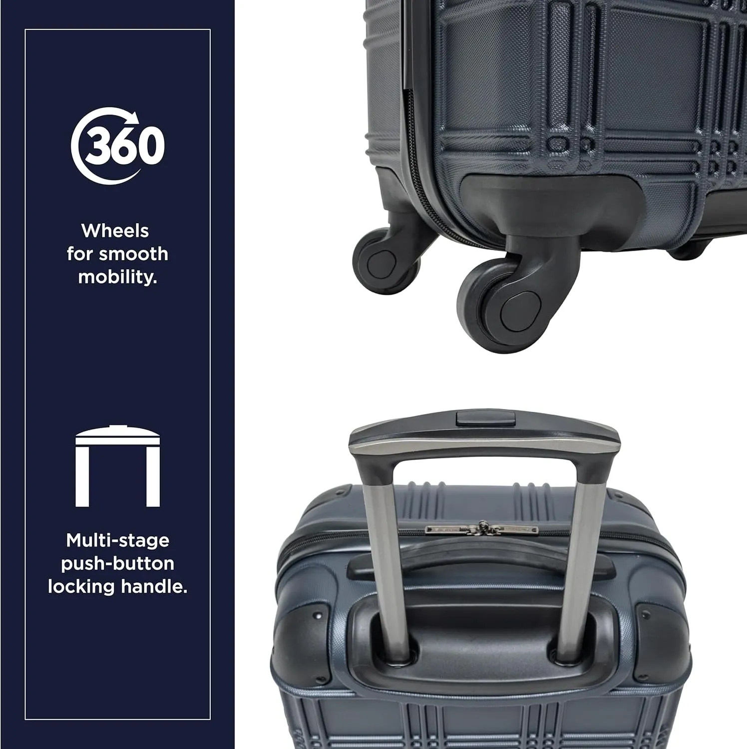 Ben Sherman Nottingham Lightweight Hardside 4-Wheel Spinner Travel Luggage, Naval, 3-Piece Set (20"/24"/28")