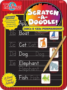 Bendon TS Shure ABC and 123 Alphabet Letters and Numbers Counting Educational Learning Tin with 8 Scratchboards and Wooden Stylus Pre-School Kindergarten Education 51477