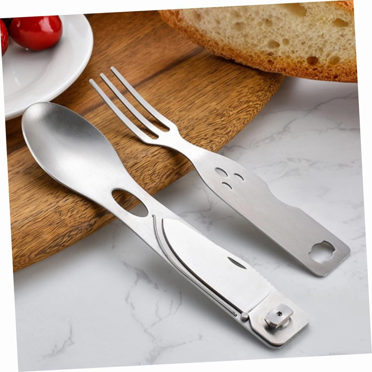 BESPORTBLE 2pcs 3 1 Camping Silverware Set Multifunctional Cutlery Utensil Sets for Lunch Fork Spoon Outdoor Meal Tool