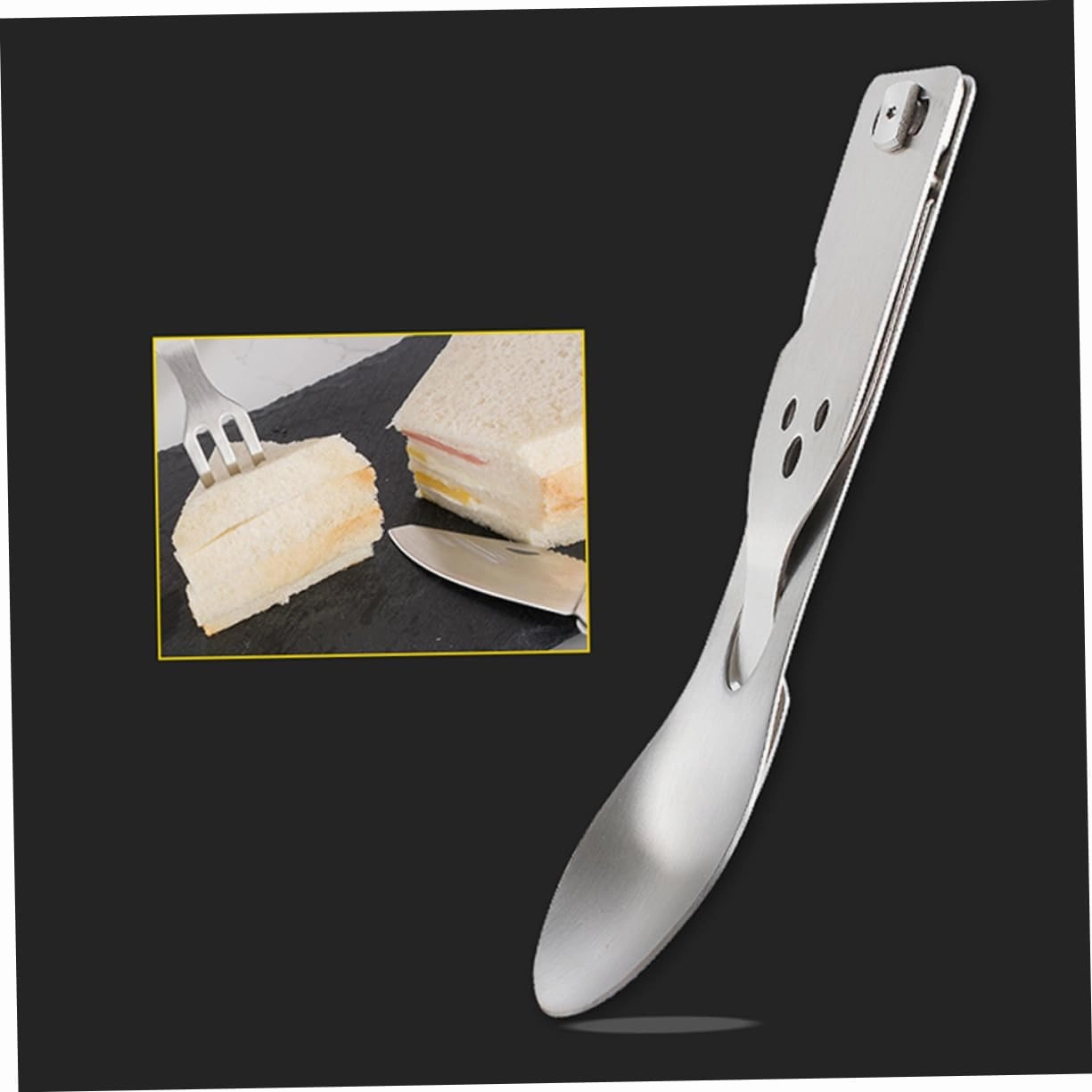 BESPORTBLE 2pcs 3 1 Camping Silverware Set Multifunctional Cutlery Utensil Sets for Lunch Fork Spoon Outdoor Meal Tool