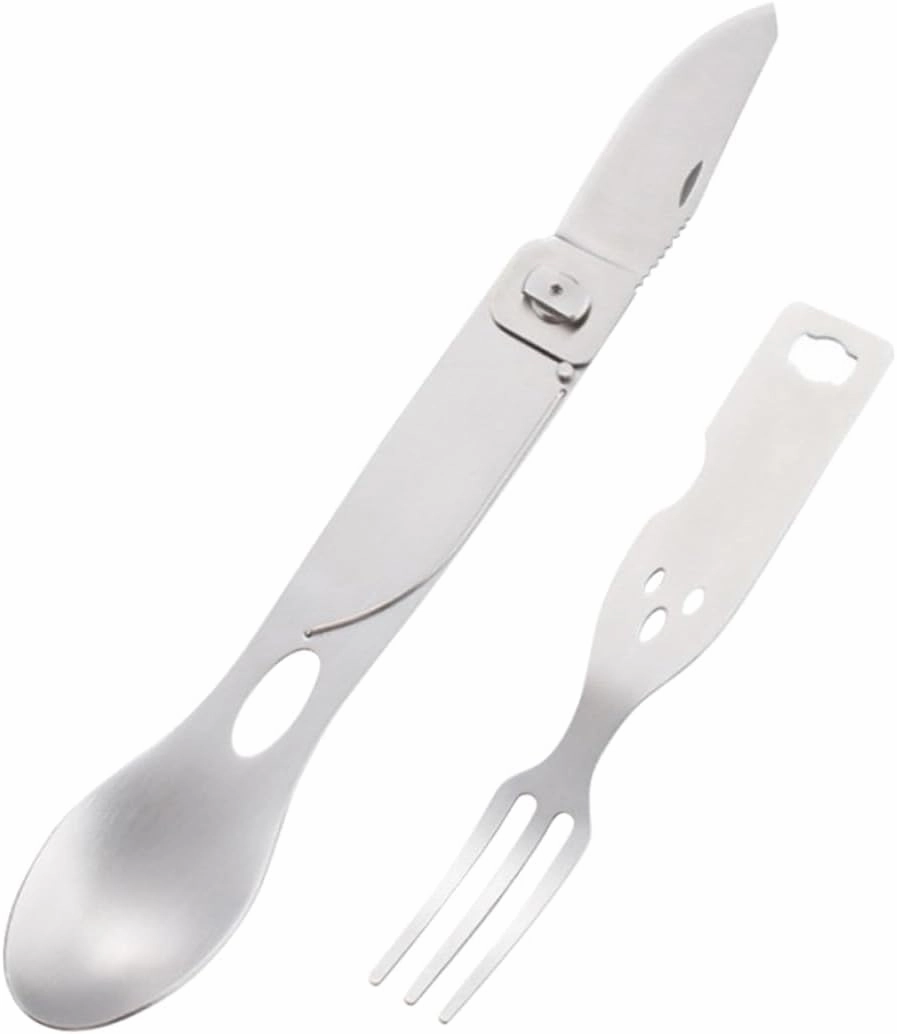 BESPORTBLE 2pcs 3 1 Camping Silverware Set Multifunctional Cutlery Utensil Sets for Lunch Fork Spoon Outdoor Meal Tool