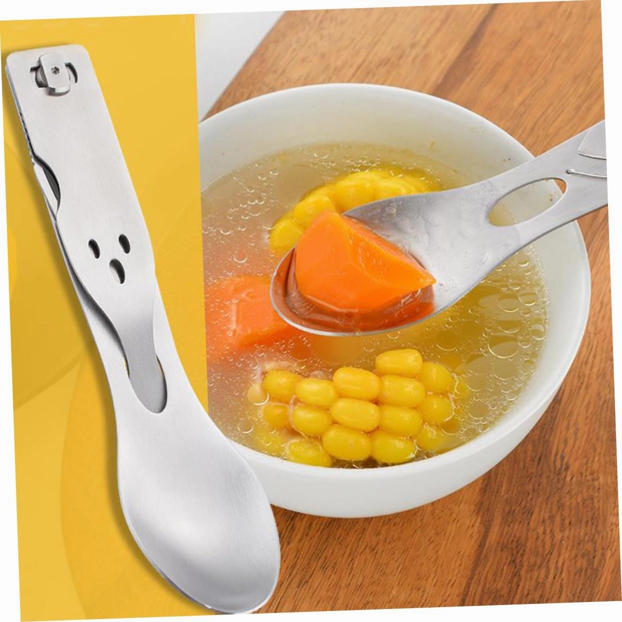 BESPORTBLE 2pcs 3 1 Camping Silverware Set Multifunctional Cutlery Utensil Sets for Lunch Fork Spoon Outdoor Meal Tool