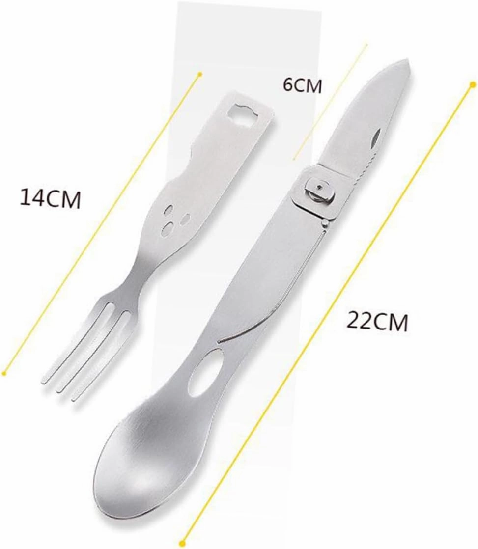 BESPORTBLE 2pcs 3 1 Camping Silverware Set Multifunctional Cutlery Utensil Sets for Lunch Fork Spoon Outdoor Meal Tool