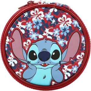 Bioworld Disney Stitch Hibiscus Print Round Blue 5" Travel Box Organizer