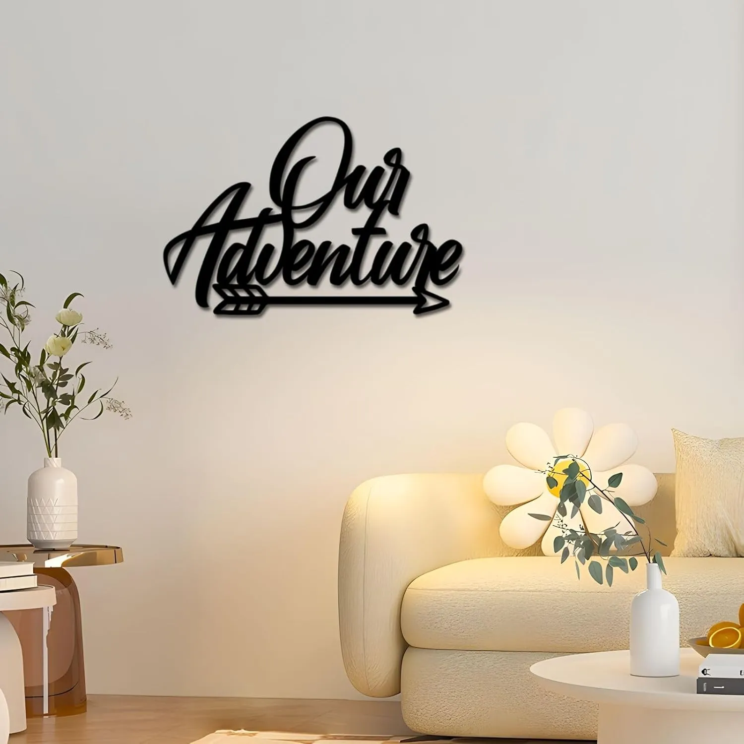 Black Our Adventure Metal Sign Wall Decor, Mountain Range Decorative Accent Cabin Decor Door Hanger, Explore Metal Wall Art Signs for Home Living Room Bedroom Office Travel Camping Lover Gift(14")