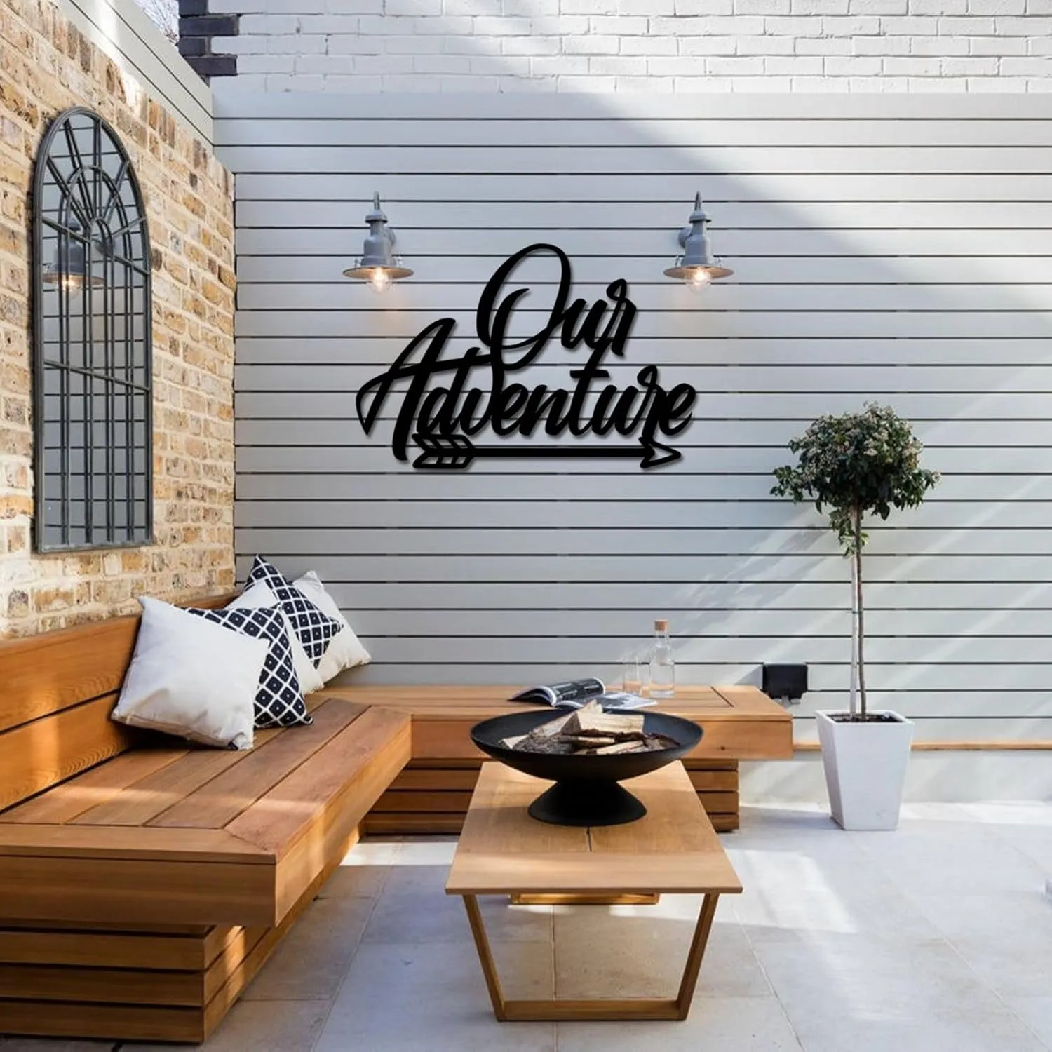 Black Our Adventure Metal Sign Wall Decor, Mountain Range Decorative Accent Cabin Decor Door Hanger, Explore Metal Wall Art Signs for Home Living Room Bedroom Office Travel Camping Lover Gift(14")