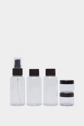 Black And Clear 5 Piece Travel Bottle Set