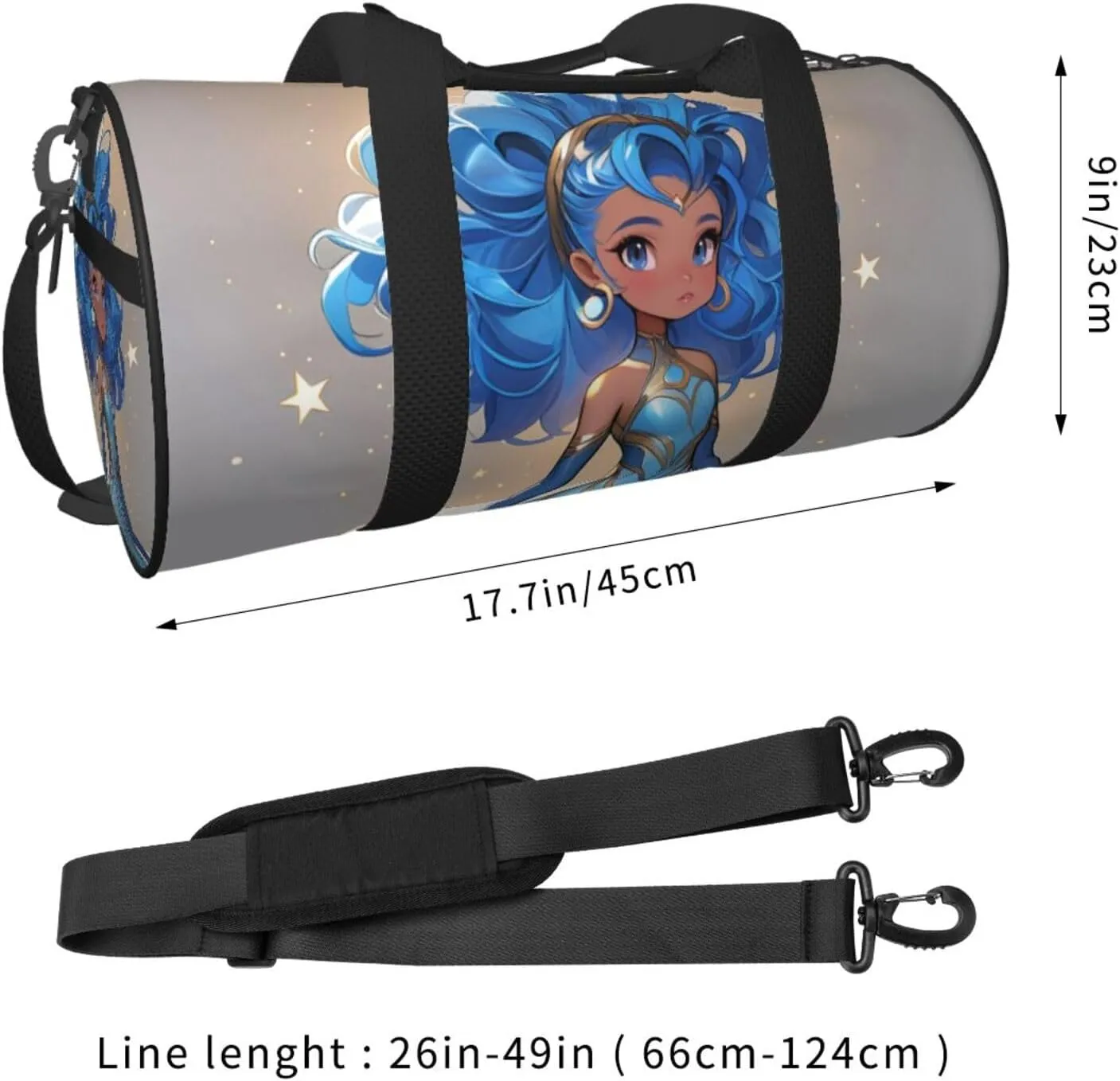 Blue galaxy Printed Travel Bag,Round Personal Item Storage bag,Foldie Duffel Bag for Traveling Vacation,Fitness,Sports