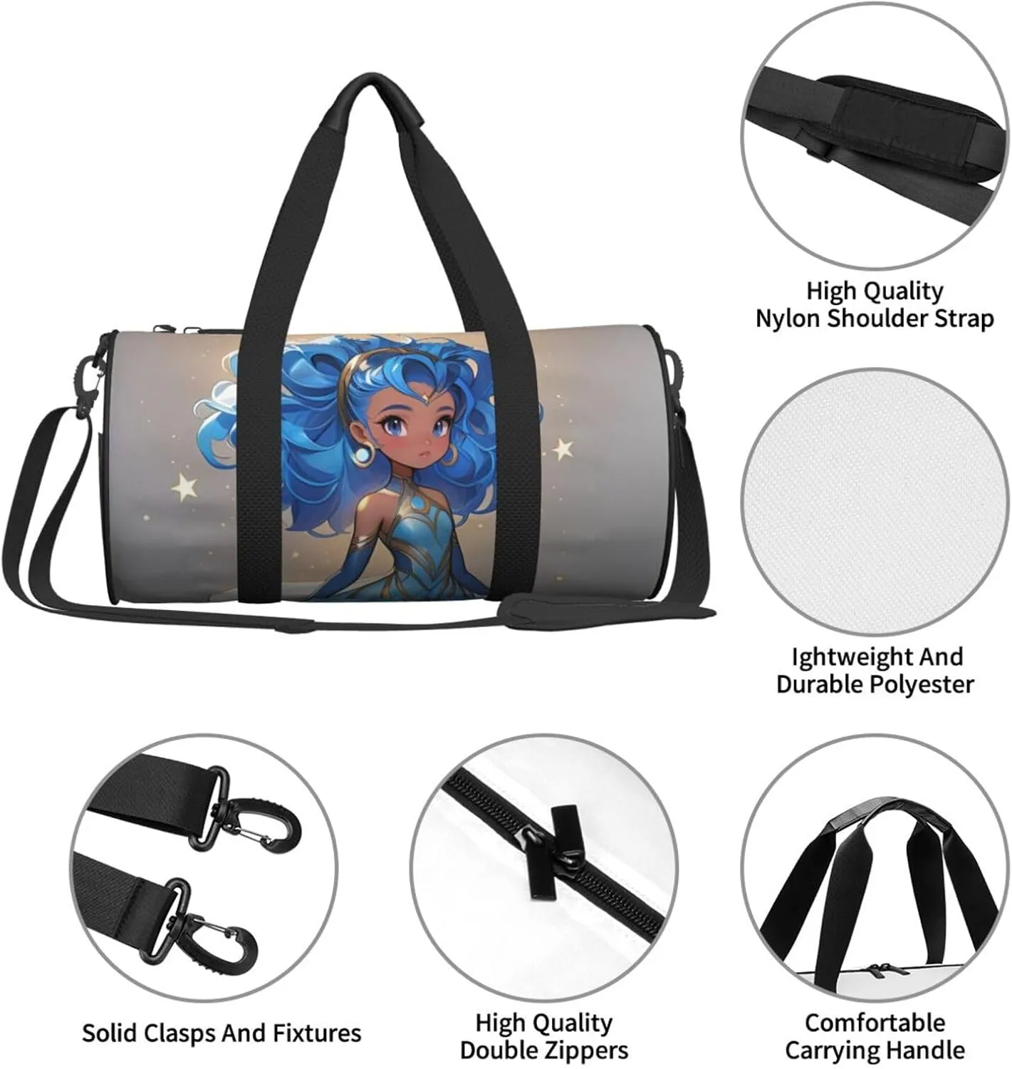 Blue galaxy Printed Travel Bag,Round Personal Item Storage bag,Foldie Duffel Bag for Traveling Vacation,Fitness,Sports