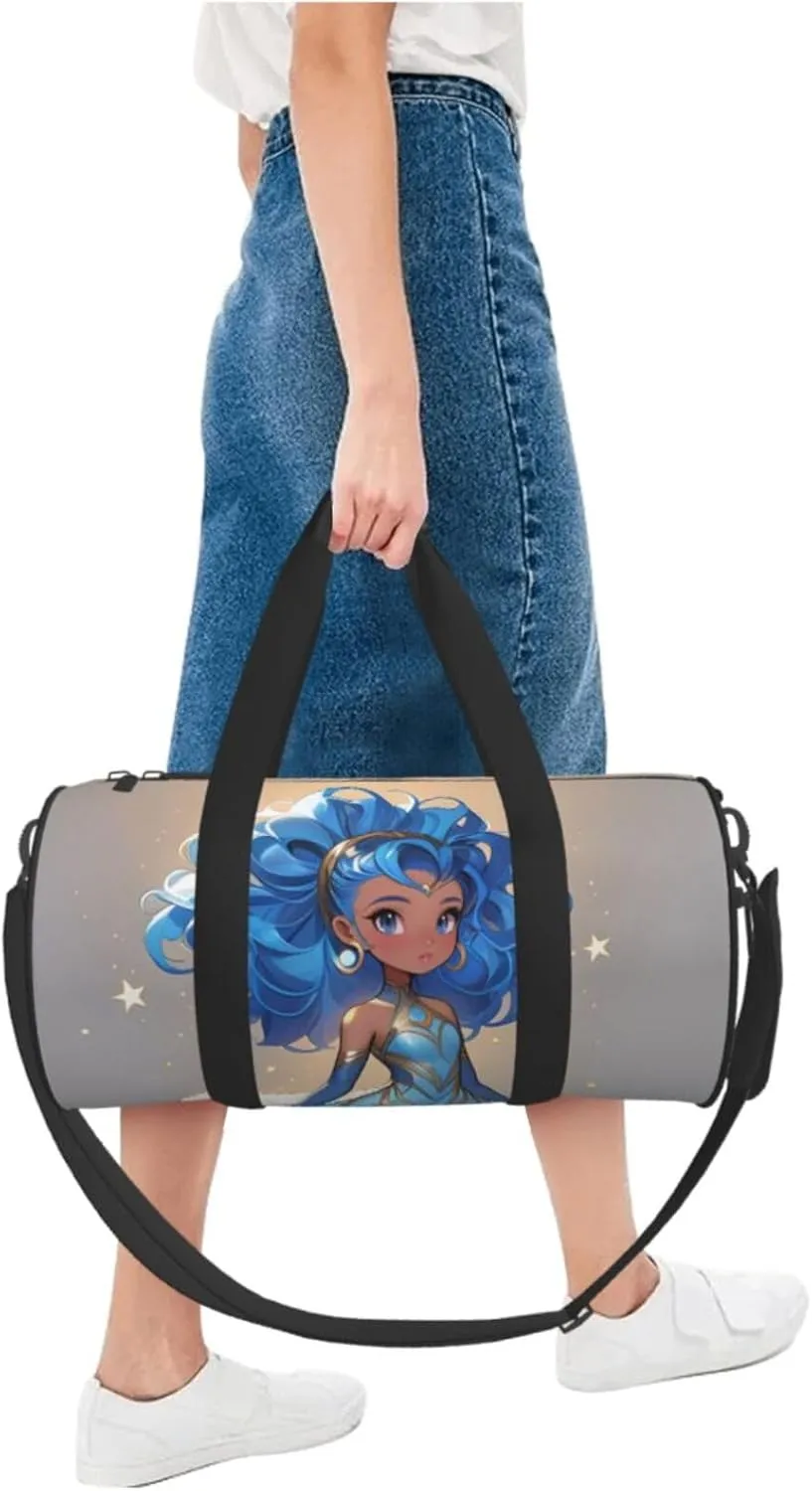 Blue galaxy Printed Travel Bag,Round Personal Item Storage bag,Foldie Duffel Bag for Traveling Vacation,Fitness,Sports