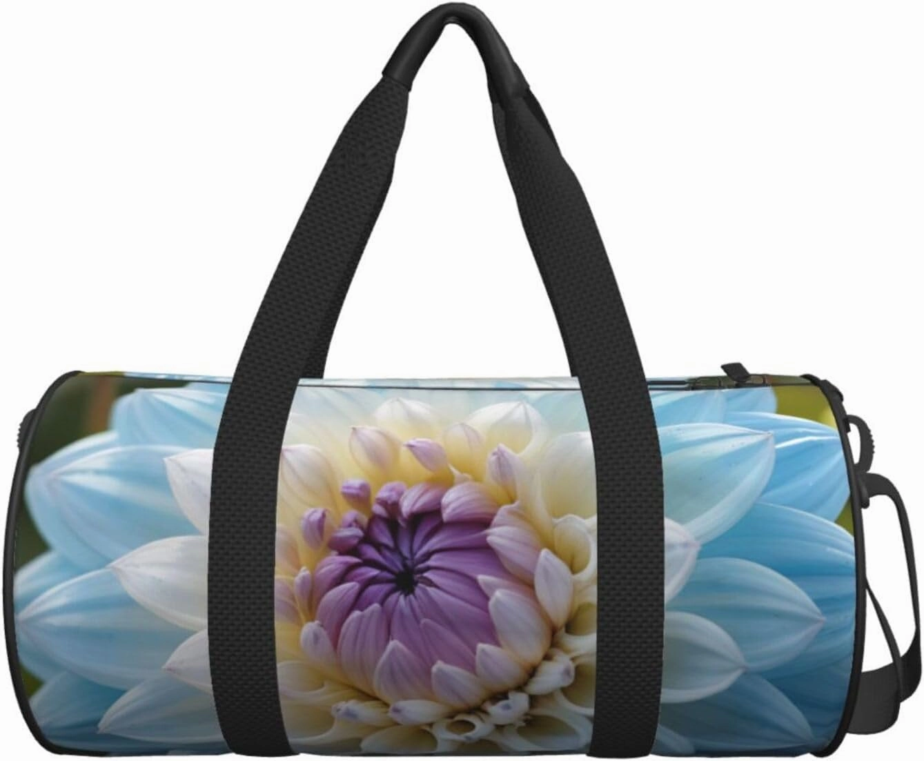 Blue Dahlia Flower Printed Travel Bag,Round Personal Item Storage bag,Foldie Duffel Bag for Traveling Vacation,Fitness,Sports