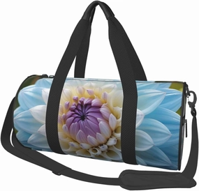 Blue Dahlia Flower Printed Travel Bag,Round Personal Item Storage bag,Foldie Duffel Bag for Traveling Vacation,Fitness,Sports