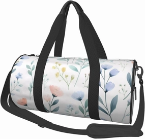 Blue Flower Floral Pattern Roses Printed Travel Bag,Round Personal Item Storage bag,Foldie Duffel Bag for Traveling Vacation,Fitness,Sports