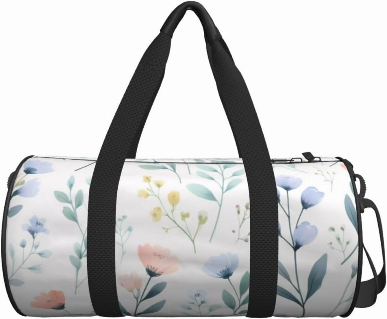 Blue Flower Floral Pattern Roses Printed Travel Bag,Round Personal Item Storage bag,Foldie Duffel Bag for Traveling Vacation,Fitness,Sports