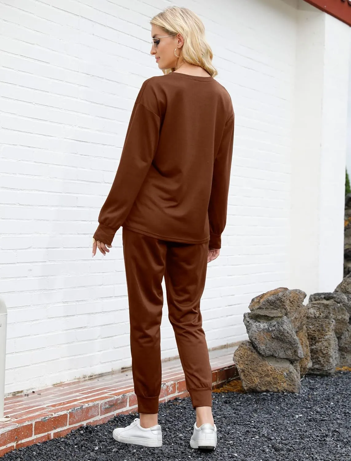 Bofell Lounge Sets for Women Two Piece Travel Outfits Sweatsuits 2 Piece Fashion 2024 Trendy Pajamas