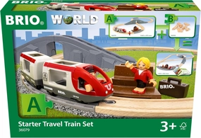 BRIO World – 36079 Starter Travel Train Set | 22-Piece Wooden Toy Train Set for Kids Aged 3 Years Up