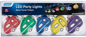 Camco Retro Travel Trailer Party Lights | Features an 8' Strand with (10) Travel Trailer Lights | Perfect for RV Awnings and Campsite Décor (42655)