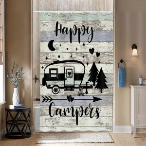 Camper RV Shower Curtain for Travel Trailer Bathroom,Small Narrow Shorter Fabric Shower Curtains for Campsite Outdoors RV Travel Hiking,Hooks Include,36"X72"