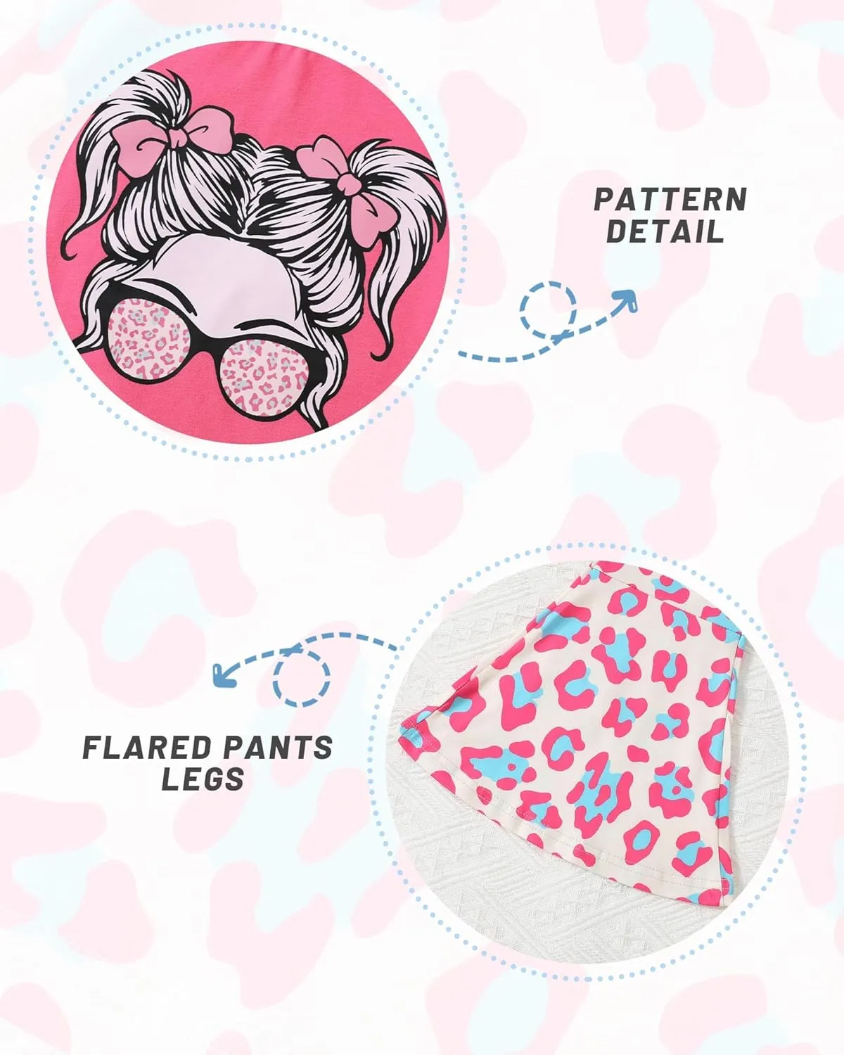 CARETOO Girls Summer Outfit Poster Girl Matching Sister 2pcs Sets Printed t-Shirt   Flare Leg Pants For 3-8 Years