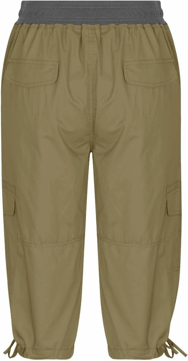 Cargo Capri Pants Women Plus Size Elastic Waist Drawstring Adjustable Legs Summer Casual Comfy Hiking Capris
