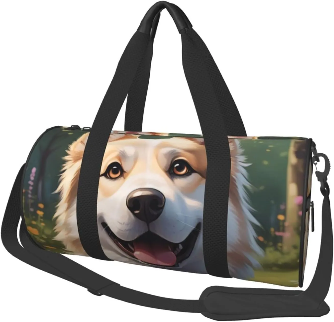 Cartoon Dog Printed Travel Bag,Round Personal Item Storage bag,Foldie Duffel Bag for Traveling Vacation,Fitness,Sports