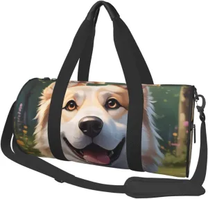 Cartoon Dog Printed Travel Bag,Round Personal Item Storage bag,Foldie Duffel Bag for Traveling Vacation,Fitness,Sports