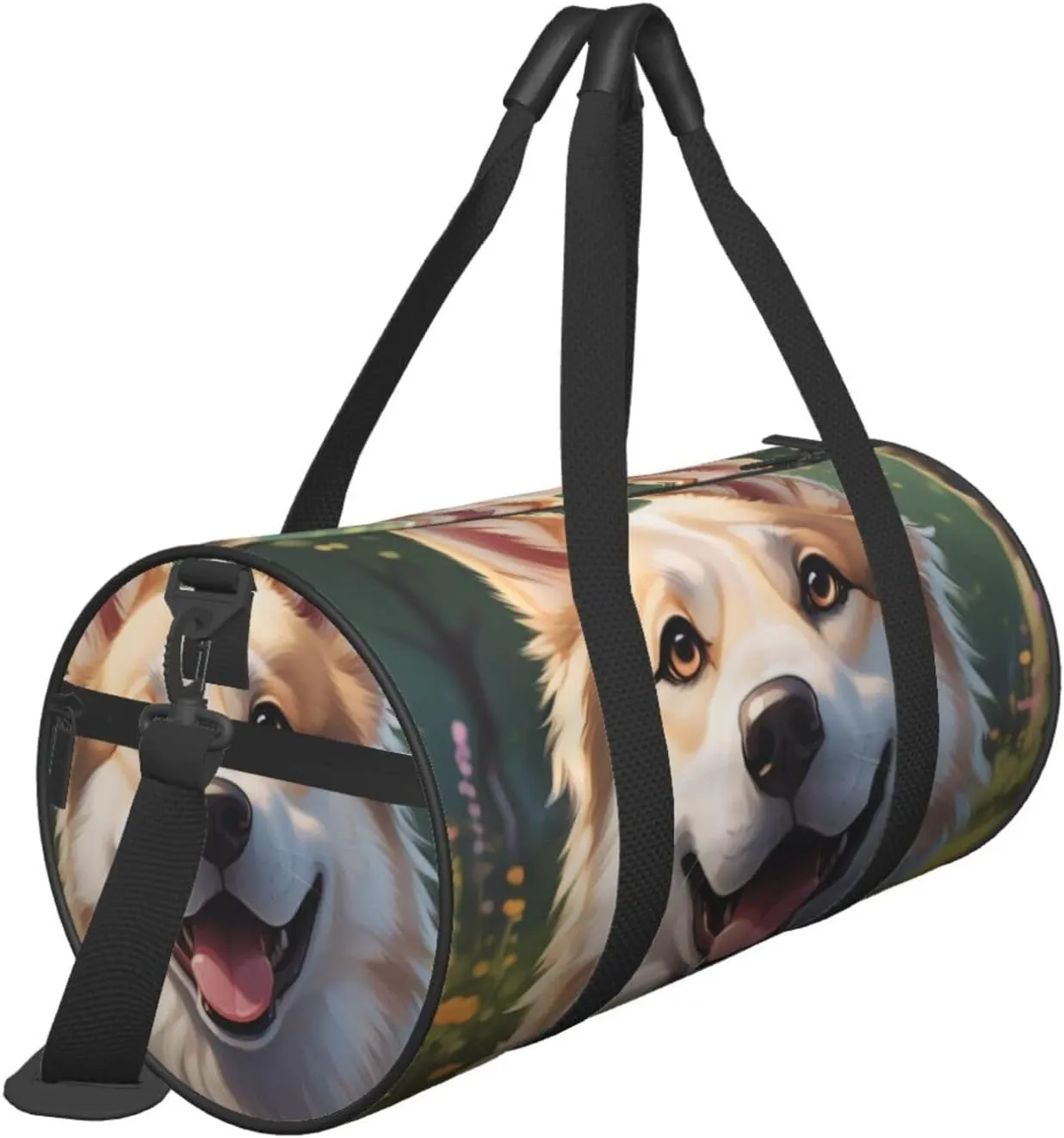 Cartoon Dog Printed Travel Bag,Round Personal Item Storage bag,Foldie Duffel Bag for Traveling Vacation,Fitness,Sports