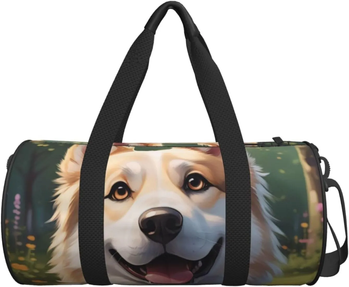 Cartoon Dog Printed Travel Bag,Round Personal Item Storage bag,Foldie Duffel Bag for Traveling Vacation,Fitness,Sports