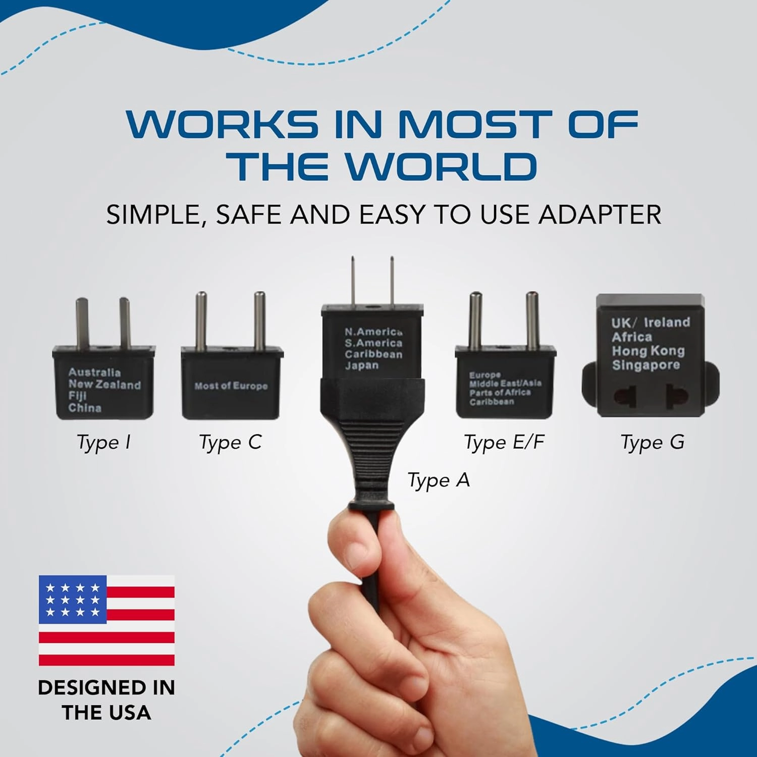 Ceptics International Worldwide Travel Plug Adapter 5 Piece Set, Great for Cell Phones, Battery Chargers, Laptops to Work in Most Countries