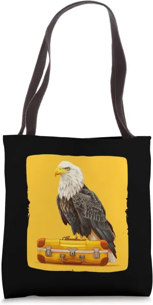 Chic Eagle with Suitcase for Trendsetter and Travel Lovers Tote Bag