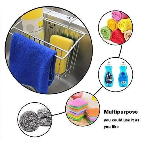 CHILHOLYD Sponge Holder Sink Caddy, Sink Organizer Caddy Kitchen Brush Soap, Stainless Steel Hanging Drain Basket for Soap Brush Dishwashing Liquid Sink Organizer Drainer Rack