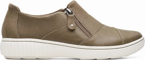 Clarks Women's Caroline Grace Oxford, Olive Suede, 8