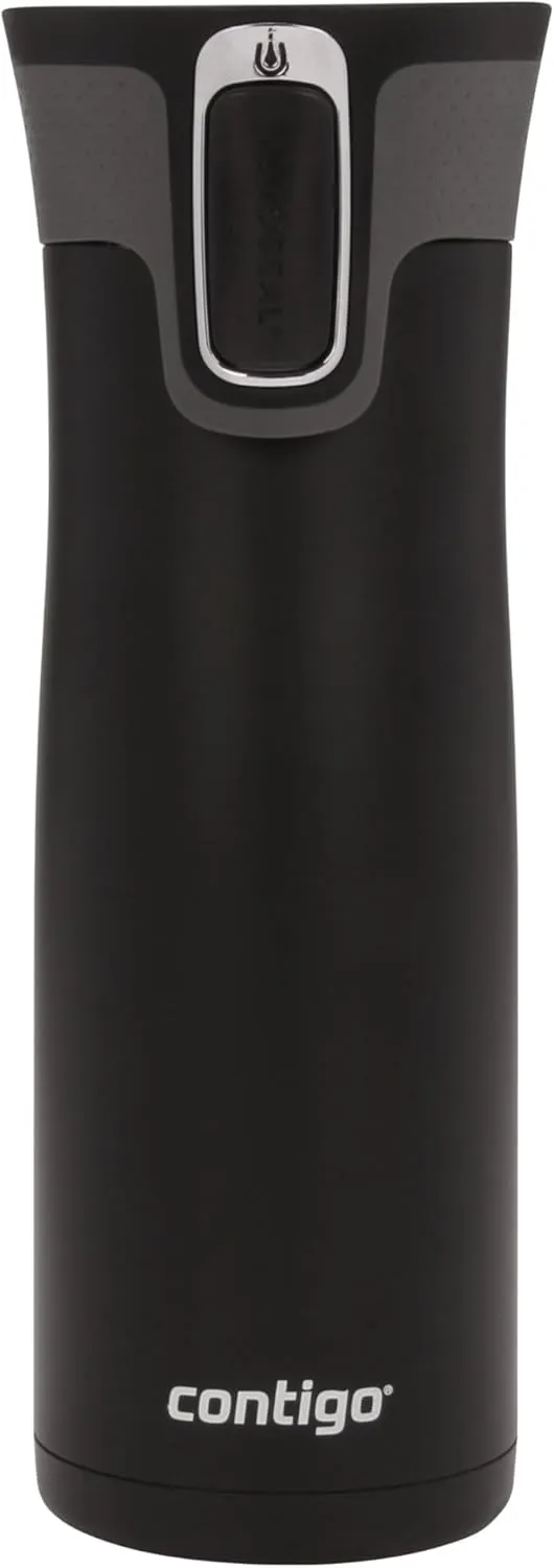 Contigo West Loop 2.0 Stainless Steel Travel Mug with Leak-Proof Lid, Vacuum-Insulated Mug for Coffee and Tea, Matte Black, 20 oz (591 mL)