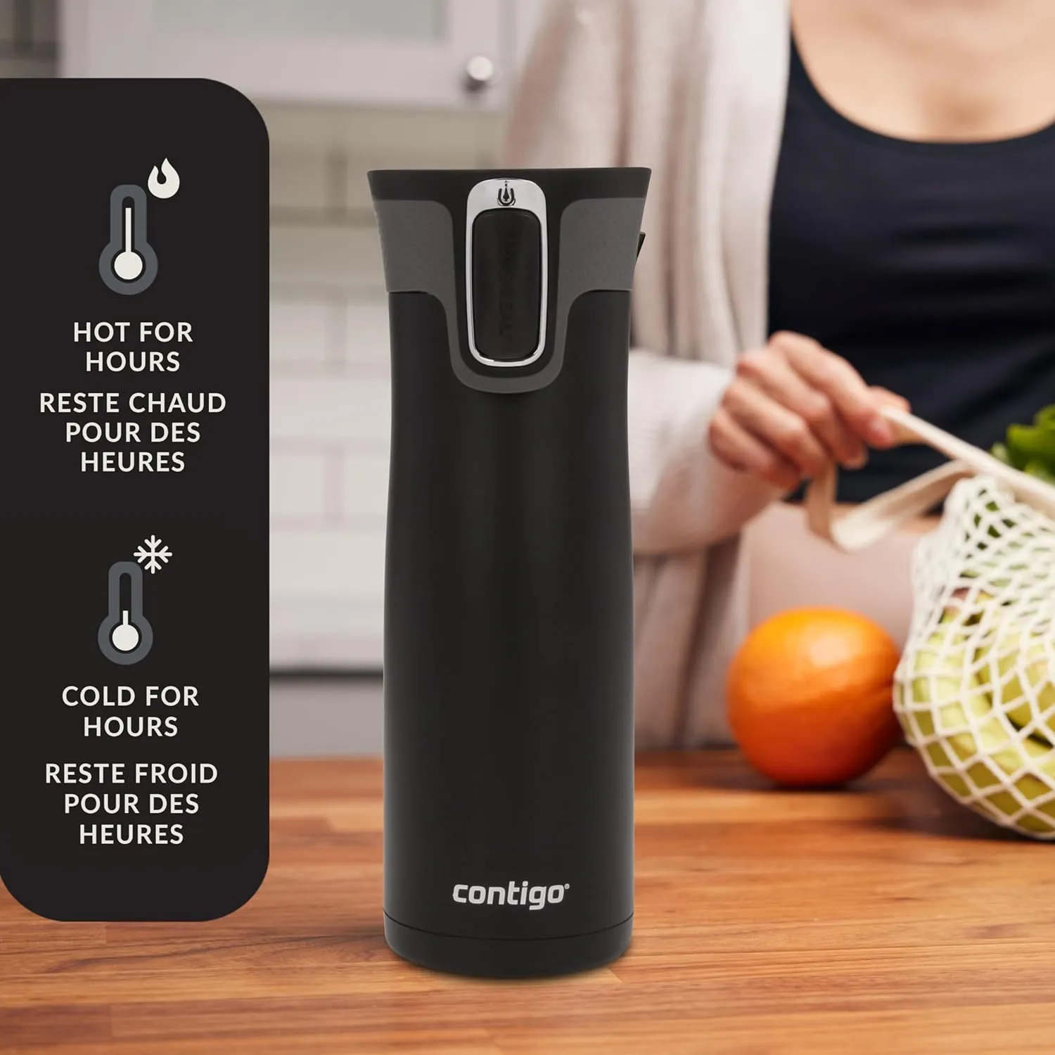 Contigo West Loop 2.0 Stainless Steel Travel Mug with Leak-Proof Lid, Vacuum-Insulated Mug for Coffee and Tea, Matte Black, 20 oz (591 mL)
