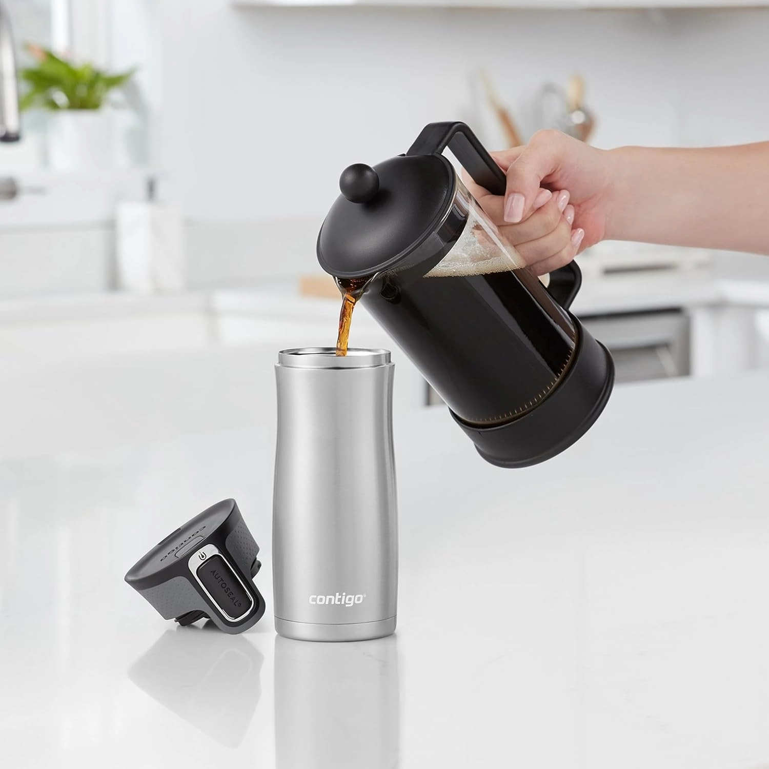 Contigo West Loop 2.0 Stainless Steel Travel Mug with Leak-Proof Lid, Vacuum-Insulated Mug for Coffee and Tea, Stainless Steel, 16 oz (473 mL)
