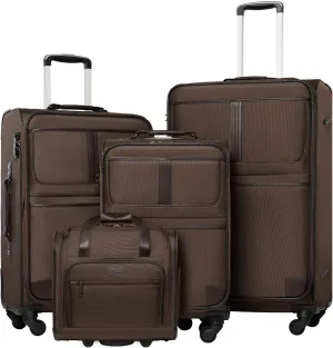 Coolife Luggage 4 Piece Set Suitcase Expandable TSA lock spinner softshell