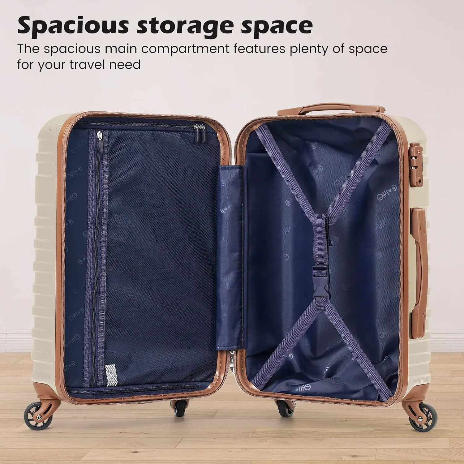 Coolife Suitcase Set 3 Piece Luggage Set Carry On Hardside Luggage with TSA Lock Spinner Wheels (Black, 5 piece set)