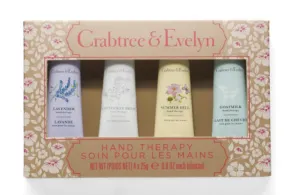 Crabtree & Evelyn Hand Therapy 4-Pack (0.9 oz Each) (Goatmilk, Summer Hill, Nantucket Briar, Lavender)