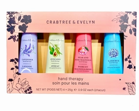 Crabtree & Evelyn Hand Therapy 4-Pack (0.9 oz Each) (La Source, Avocado, Pear/Pink, Lavender)