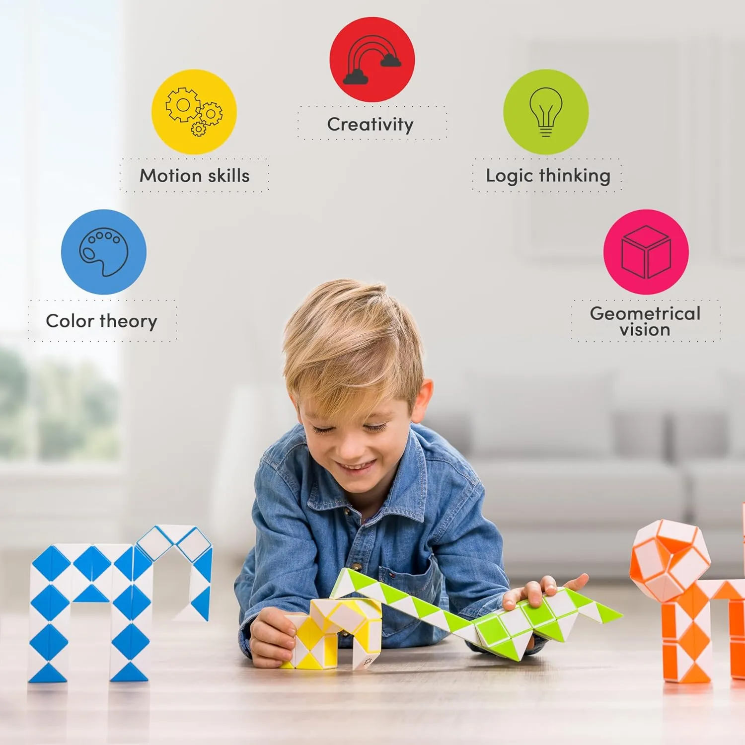 CUBIDI® Magic Snake Cube | Fidget Snake Toy for Kids | Travel Toys for Kids Ages 4-8 | Great Gift for Boys and Girls Birthday, Christmas, Stocking Stuffers - 36 Blocks | 0.9 inch x 0.7 inch | Green