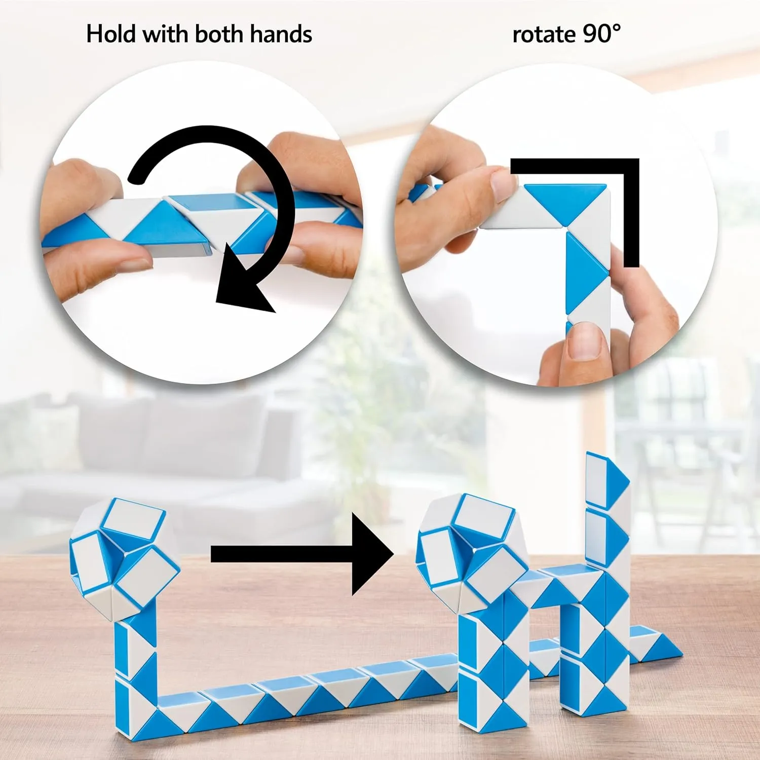 CUBIDI® Magic Snake Cube | Fidget Snake Toy for Kids | Travel Toys for Kids Ages 4-8 | Great Gift for Boys and Girls Birthday, Christmas, Stocking Stuffers - 36 Blocks | 0.9 inch x 0.7 inch | Green