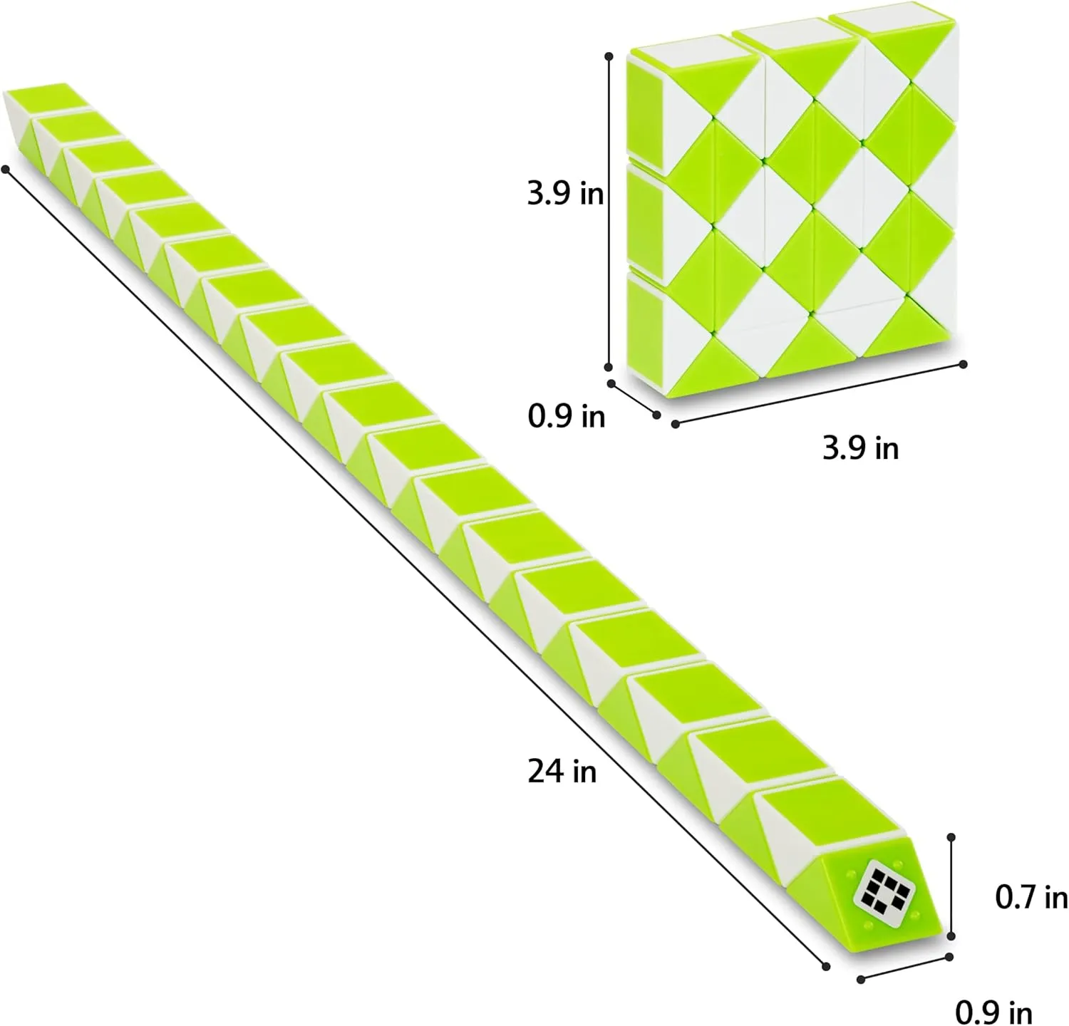 CUBIDI® Magic Snake Cube | Fidget Snake Toy for Kids | Travel Toys for Kids Ages 4-8 | Great Gift for Boys and Girls Birthday, Christmas, Stocking Stuffers - 36 Blocks | 0.9 inch x 0.7 inch | Green