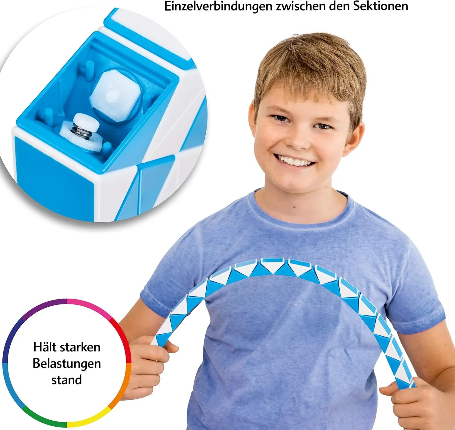 CUBIDI® Magic Snake Cube | Fidget Snake Toy for Kids | Travel Toys for Kids Ages 4-8 | Great Gift for Boys and Girls Birthday, Christmas, Stocking Stuffers - 48 Blocks | 0.9 inch x 0.7 inch | Blue