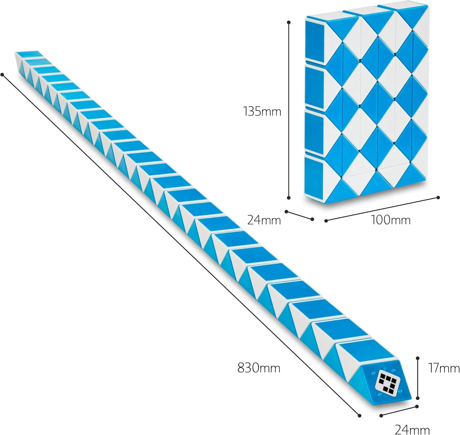 CUBIDI® Magic Snake Cube | Fidget Snake Toy for Kids | Travel Toys for Kids Ages 4-8 | Great Gift for Boys and Girls Birthday, Christmas, Stocking Stuffers - 48 Blocks | 0.9 inch x 0.7 inch | Blue