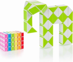 CUBIDI® Magic Snake Cube | Fidget Snake Toy for Kids | Travel Toys for Kids Ages 4-8 | Great Gift for Boys and Girls Birthday, Christmas, Stocking Stuffers - 48 Blocks | 0.9 inch x 0.7 inch | Green