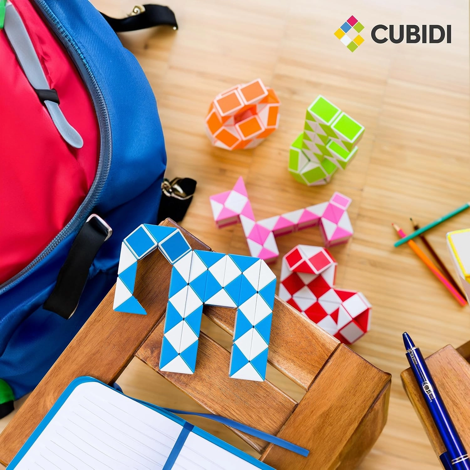 CUBIDI® Magic Snake Cube | Fidget Snake Toy for Kids | Travel Toys for Kids Ages 4-8 | Great Gift for Boys and Girls Birthday, Christmas, Stocking Stuffers - 48 Blocks | 0.9 inch x 0.7 inch | Green
