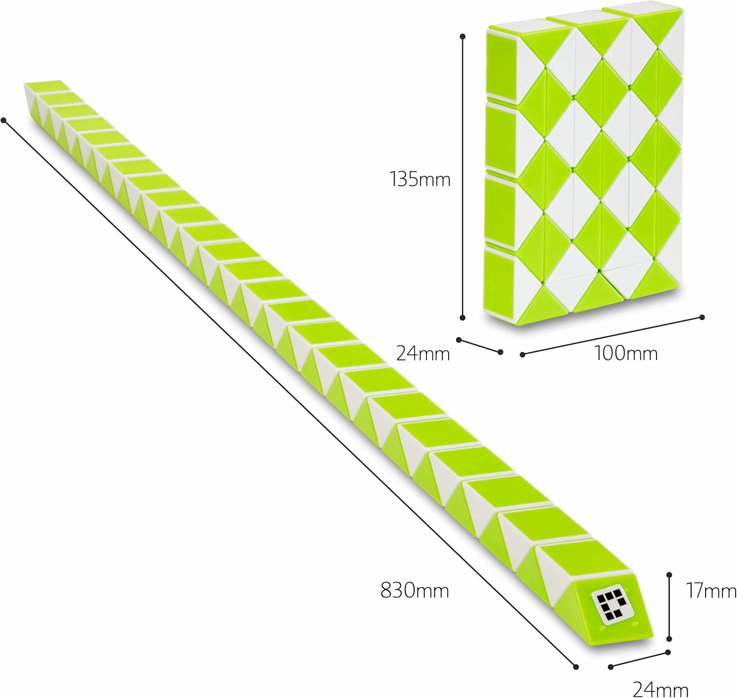 CUBIDI® Magic Snake Cube | Fidget Snake Toy for Kids | Travel Toys for Kids Ages 4-8 | Great Gift for Boys and Girls Birthday, Christmas, Stocking Stuffers - 48 Blocks | 0.9 inch x 0.7 inch | Green