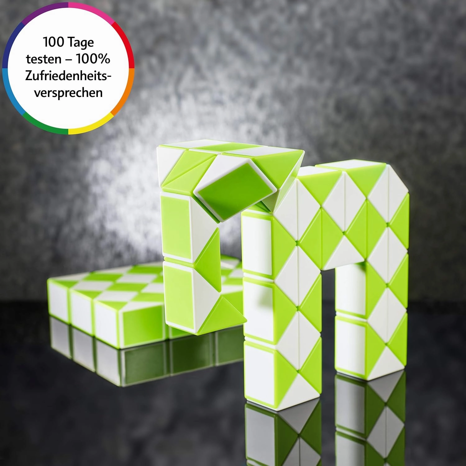CUBIDI® Magic Snake Cube | Fidget Snake Toy for Kids | Travel Toys for Kids Ages 4-8 | Great Gift for Boys and Girls Birthday, Christmas, Stocking Stuffers - 48 Blocks | 0.9 inch x 0.7 inch | Green